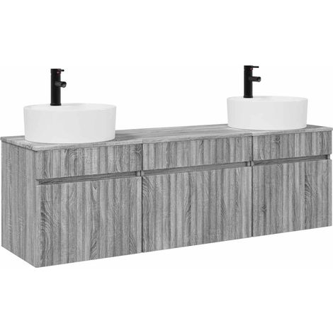 Bathroom Cabinet Set 3 pcs Grey Sonoma 49 x 44.5 x 65 cm vidaXL (1/5)
