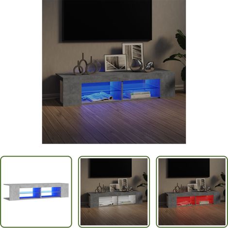 LED-Leuchten - TV-Schrank mit LED-Leuchten Betongrau 135x39x30 cm (1/5)