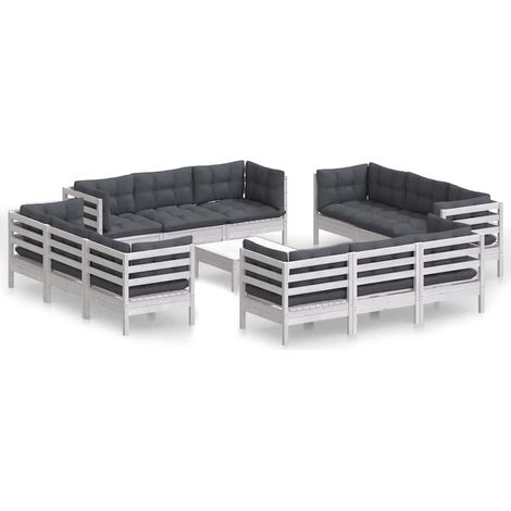 Maison Exclusive - 13-tlg. Garten-Lounge-Set mit Anthrazit Kissen (1/5)