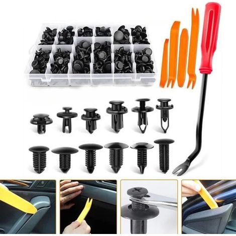 Rivet Clips Plastique, Rivet Plastique Fixation de Protection avec Boîte de Rangement, Multi Tailles Universel (1/4)