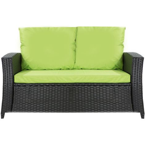 Coussins de canapé de jardin en résine tressée 112x50x7+256x50cm coussins d'extérieur citron Set de coussins 2 places Lot de coussins de jardin