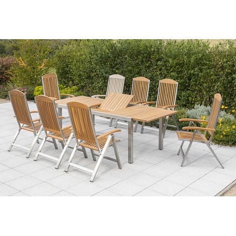 Keros Set 9tlg 8 Sessel Tisch 180(240)x100cm