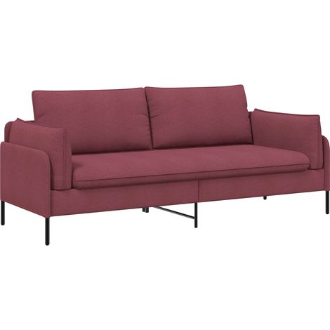 Divano 3-Persone Rosso Vino 222 x 81 x 89 cm Tessuto vidaXL (1/5)