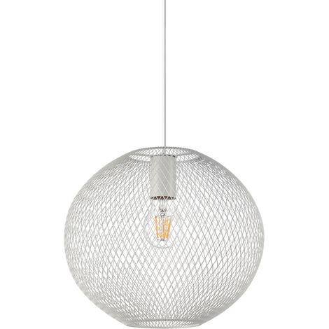 Lampadario A Sospensione Moderno Net Metallo Bianco 1 Luce E27 42W Ip20