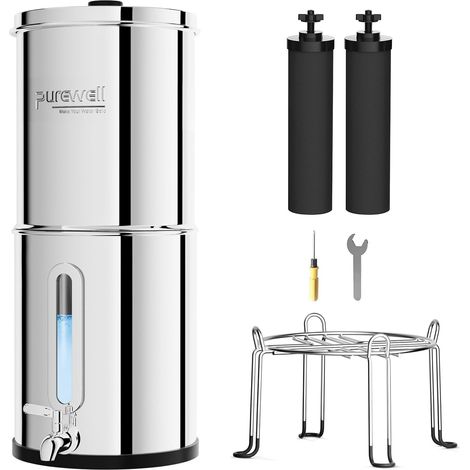 Filtre à Eau par Gravité 8,5L - Système de Filtration Familial avec Charbon Actif - Purificateur d'Eau pour Robinet et Eau de Pluie - Technologie Ultrafiltration - Grande Capacité (1/5)