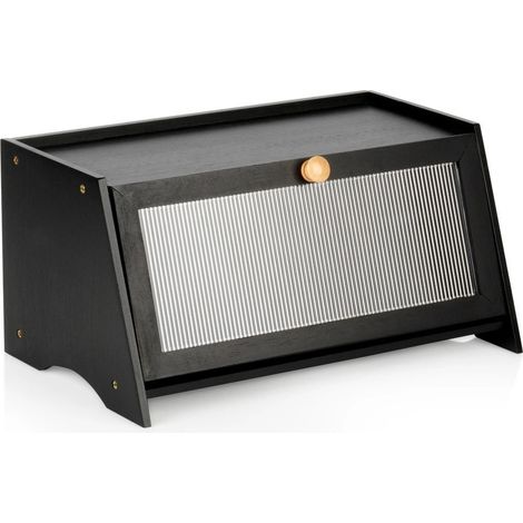 Bamboo Bread Box, Black, 40x25x20 cm (1/5)