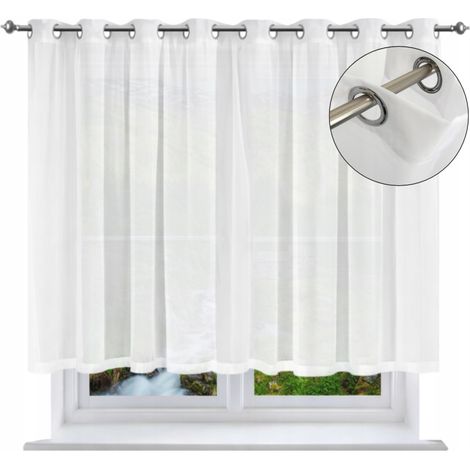 Fertiger Vorhang 200x150 Voile weiß mit Paspelierung an Ösen Wohnzimmer Küche