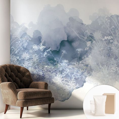 Papier peint intissé décoratif avec motifs pour salon et chambre a motif - Colle incluse gratuite Prairie fleurie 250x250 cm (1/5)