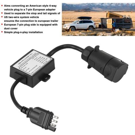 NALOOKAMIC Connecteur de Remorque Convertisseur de Lumière USA Adaptateur 4 Broches vers EUR 7 Broches Séparation du Signal D'arrêt/de Freinage pour le Remorquage D'un Véhicule Américain avec une Rem (1/3)