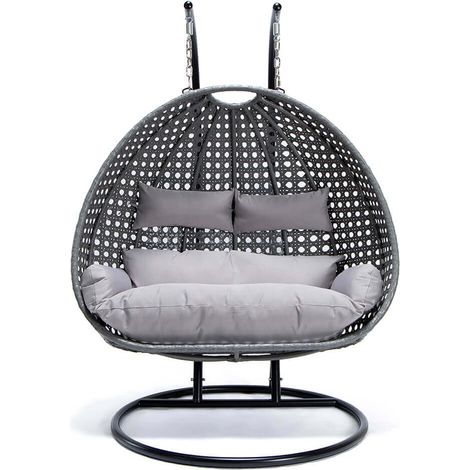 Home Deluxe - Sedia sospesa TWIN in polyrattan colore: grigio