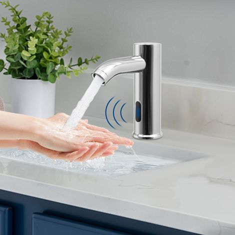 YISSALE – Robinet automatique à capteur infrarouge 14 x 4,6 x 15,4 cm - Robinet d'eau froide sans contact en acier inoxydable - Robinet de salle de bain automatique à induction (1/5)