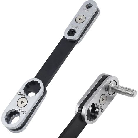 8-in-1 Universalschlüssel – 360° drehbarer Kopf – metrisch 8 bis 19 mm – Kohlenstoffstahl für Auto und Haushalt – 2-teilig (1/4)