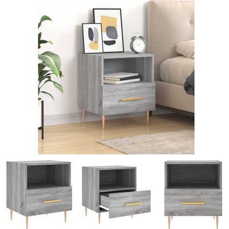 Nachttisch mit Schublade - vidaXL Nachttisch Grau Sonoma 40x35x47,5 cm Holzwerkstoff - Nachttisch Sonoma (1/5)