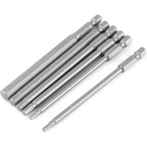 Lot de 6Pcs 100mm H2.5-H8 1/4" Embouts de Vissage Magnétique Extension Tournevis Queue Hexagonal