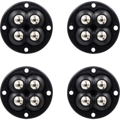 Lot de 4 mini roulettes pivotantes pour meubles avec rotation à 360 degrés et fixation adhésive pour déplacement et rangement couleur noire (1/5)