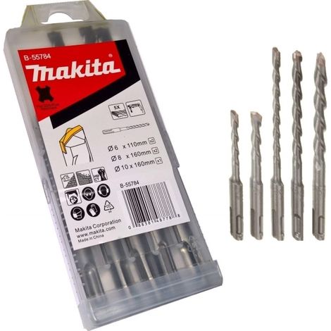Punte per muro/calcestruzzo/cemento con attacco SDS Plus 5 pezzi Makita - B-55784