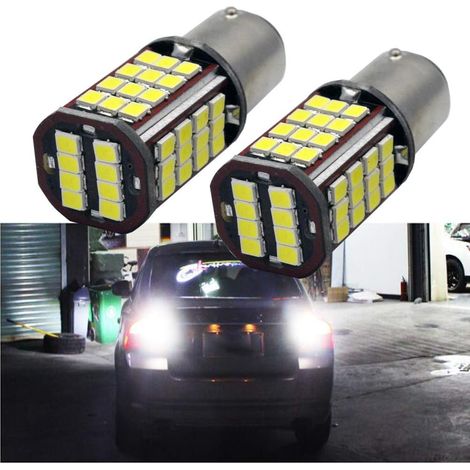 Lot de 2 ampoules LED 1157 super lumineuses 6000 K Blanc 6 V 2835 56 SMD LED pour feux de recul, stop, feux de stationnement, feux de freinage, feux de stationnement