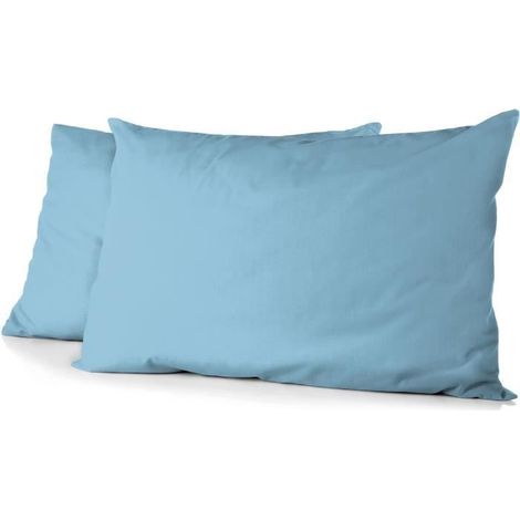 Filiyano – oreiller - HOME LINGE – Lot de 2 taies d'oreiller - HOME LINGE PASSION - HP72089 - Microfibre 82 g - 50 x 70 cm - Bleu ciel (1/3)