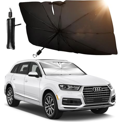 Parasol Paraguas Coche,Paraguas Parasol Coche,140  79cm Parasol Coche Delantero Paraguas,Parasol Coche Paraguas Plegable,Apto para para la mayoría de Coches,SUV, Camiones,protección UV (1/5)
