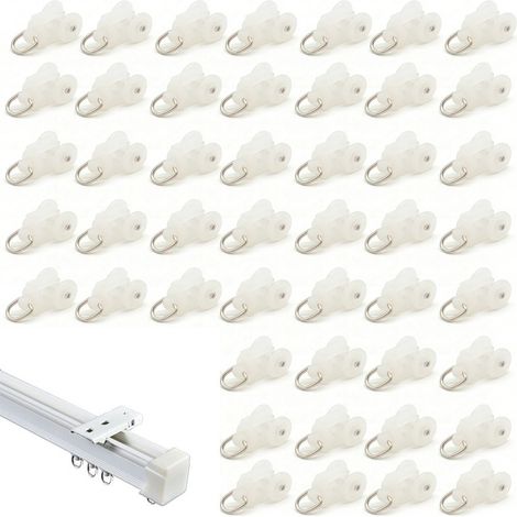 50-teiliges Set, 12 mm Durchmesser geräuscharme Rollen für Gardinenschienen und Duschvorhangschienen. (1/5)