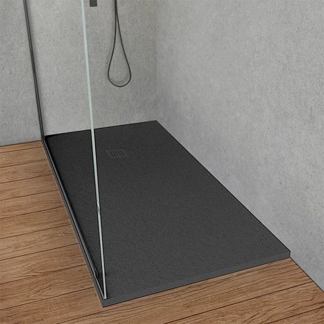 Piatto doccia 70x180 marmo resina effetto pietra antracite riducibile Loren (1/5)