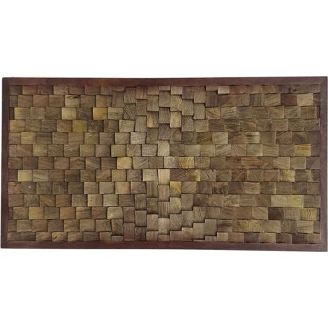 Tête de lit bois naturel au relief 3D pour chambre moderne -