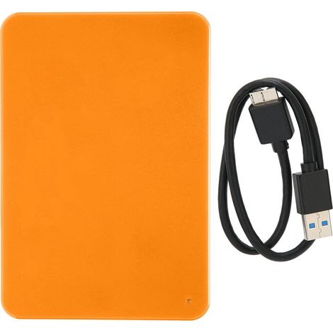 Disque dur externe HDD USB 3.0 250Go orange, plug and play, portable pour PC, Mac, console (1/5)