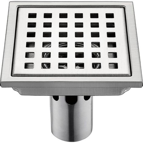 Stainless steel floor drain, odor-inhibiting, square, for bathroom, waste gate, shower drain with large caliber, 150 mm,