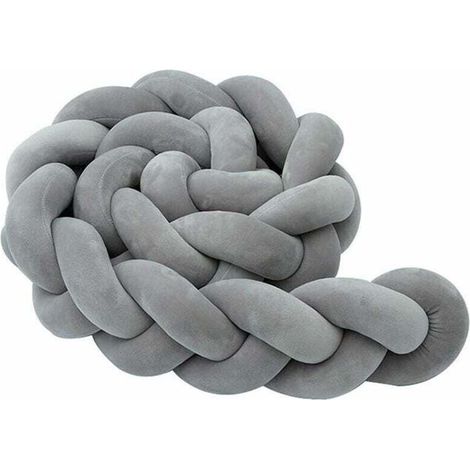 Crib bumper, baby bumper, baby bumper, woven edge protector, crib headboard decoration (grey, 100 x 13 x 7 cm)