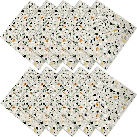 Stickers carrelage terrazzo Healeved, lot de 10, 20 x cm, PVC, auto-adhésifs et résistants à