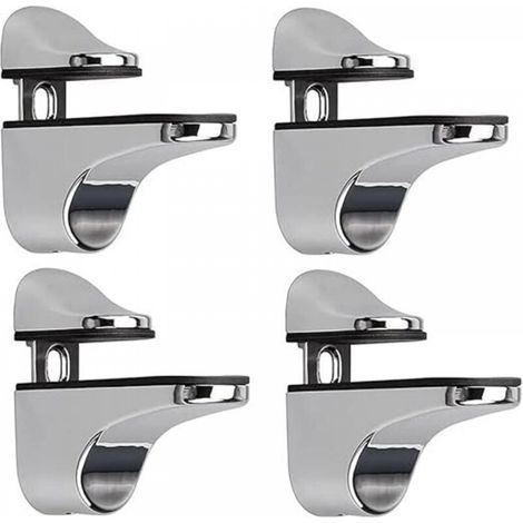 Support D'étagère en Verre Réglable, 4 Pcs Support D'étagère en Verre, Pince en Verre à Fixation Murale, Support pour Étagères en Verre, pour Tablette Verre (1/4)