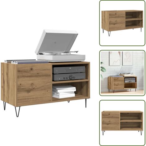 Armoire à disques chêne artisanal 84,5x38x48 cm bois ingénierie - Armoire À Disques - Armoires À Disques - Armoire Pour Tourne-disques - Armoire De Rangement Pour Vinyles