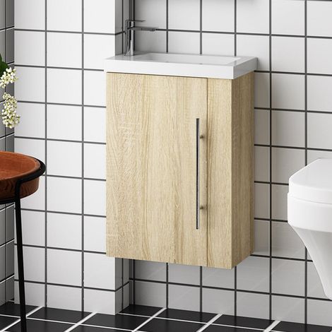 Ducha Casa Mueble de baño,44 x 23 x 60 cm, armario de baño con lavabo ,color roble. Diseño moderno.