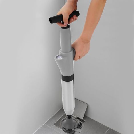 Déboucheur WC, Déboucheur de canalisation, pompe à air comprimé, avec manomètre, pompe, WC avec 3 embouts interchangeables, pompe de nettoyage de tuyau pour salle de bain, douche, Lavabo (1/5)