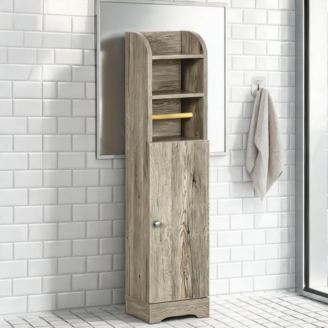 Gris meuble salle de bain rangement 2 niches porte papier (1/5)
