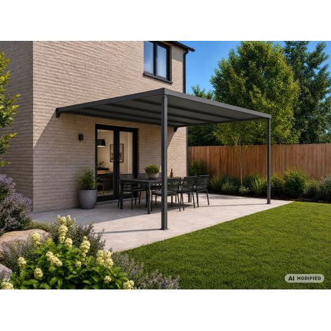 Cubierta para patio, pérgola mural Santa Ynez, 4x4m, Negro/Gris oscuro - Dancover (1/2)