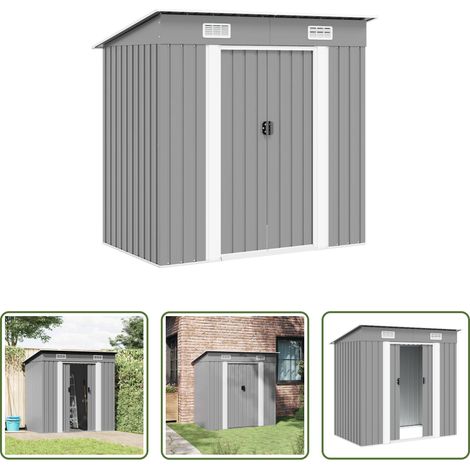 vidaXL Metallschuppen - Gartenschuppen Grau Metall (1/5)