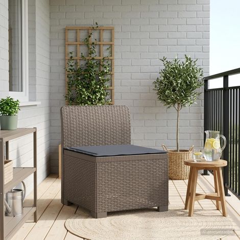 Canapé de jardin 1 place en PP look rotin avec coussin gris clair pour terrasse et balcon - PANGIVO (1/5)