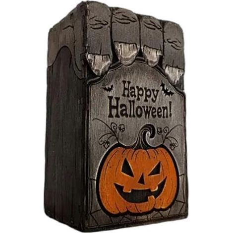 Boîte citrouille d'Halloween 2026 - Coffret en bois créatif - Décoration d'Halloween pour la chasse aux bonbons ou les fêtes (1/5)