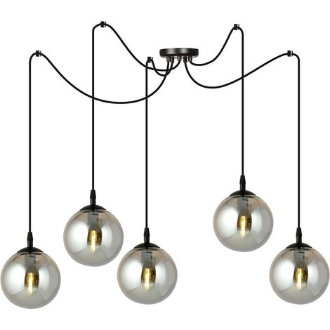 Lampada a Sospensione Gigi, Acciaio verniciato a polvere, Vetro, Nero, Grigio, 200x200x70 cm (1/4)