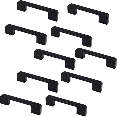 Juego de 10 tiradores para puertas de armarios y cajones, de aleación de zinc negro mate, 106 mm de largo. (1/4)