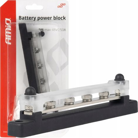 Erdungs- und Verteilerblock-Sammelschiene M6 12V - 48V 150A amio-03808 (1/4)