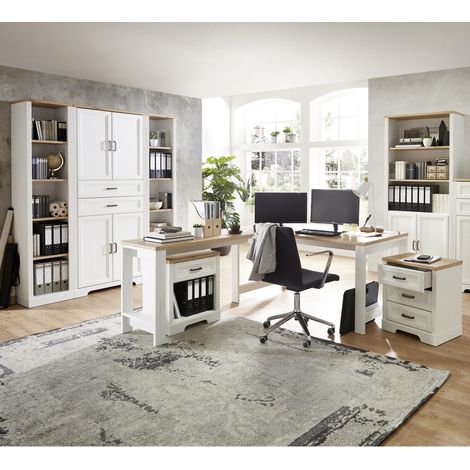 Arbeitszimmer Set inkl. Schreibtisch JÜLICH-36 in Pinie hell mit Artisan Eiche Nb. (1/5)