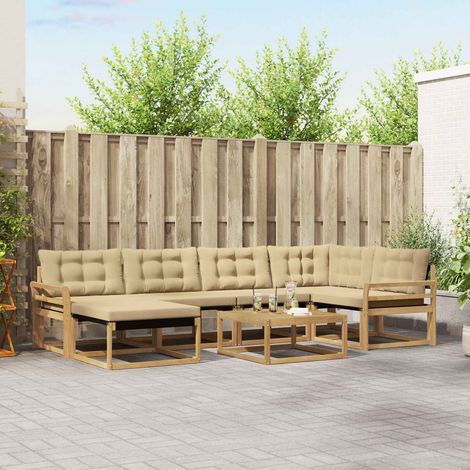 vidaXL Outdoor-Sofagarnitur 7 pcs Weiß und Beige 79 x 79 x 37 cm (1/5)