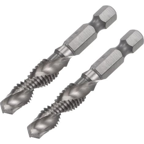 30-teiliges Kombi-Set aus Bohrer und Gewindebohrer, 1/4"-Sechskantschaft, M8 x 1,25, ungeschirmtes HSS 4341, Spiralschneider (1/2)