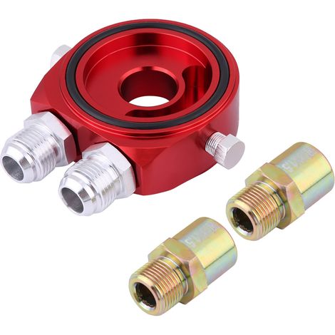 M20 x 1,5 Sandwich-Ölfilteradapter - Aluminium - Für Ölfilter - Für Ölkühler - 1/8 NPT - Rot. (1/5)