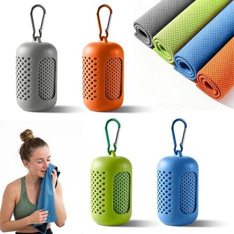BelleRise - Lot de 4 serviettes rafraîchissantes – Serviette rafraîchissante en microfibre pour le sport, le fitness et le yoga – 30 x 80 cm (1/5)