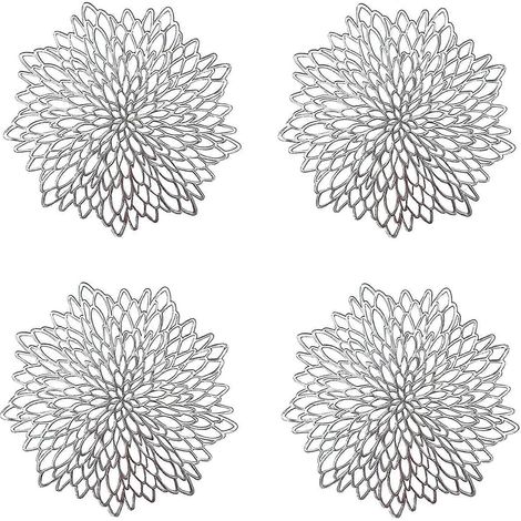 Lot de 4 sets de table argentés, sets de table ronds ajourés, sets de table ronds en plastique, d'occasion (1/5)