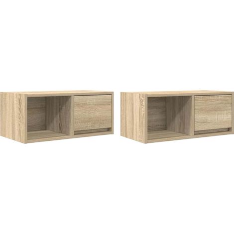 vidaXL Muebles de TV 2 uds madera ingeniería roble Sonoma 60x31x25,5cm (1/2)