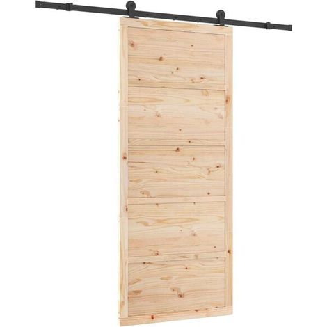 Porte coulissante en pin massif naturel, dimensions 80 x 208 cm